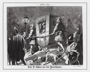 Den hellige romerske keiseren Karl V flykter fra protestantene av Wilhelm Camphausen