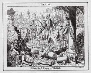 Den hellige romerske keiseren Fredrik I går inn i Milano av Wilhelm Camphausen