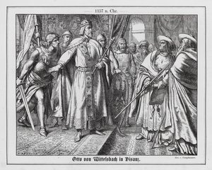 Den hellige romerske keiseren Fredrik I hindret Otto av Wittelsbach i å angripe den pavelige legaten Besançon av Wilhelm Camphausen