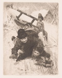 To gutter faller fra en slede av Wilhelm Carl August Zimmer