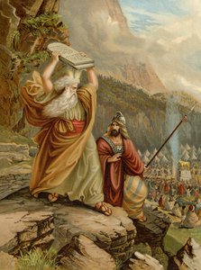 Moses ødelegger lovens tabeller (farge litho) av Wilhelm Ebbinghaus