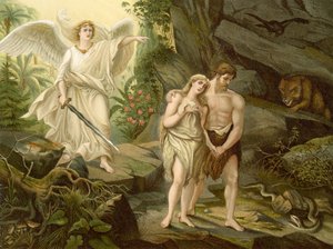 Utvisningen fra paradis (farge litho)