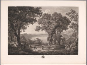 Utsikt over Albanosjøen nær Roma Der See von Albano dei Rom (tittel på objekt) av Wilhelm Friedrich Gmelin