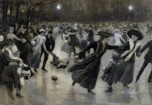 ""En fest på isen" (Party on the Ice) Skatere i Belle Epoque-maleriet av Wilhelm Gause (1853-1916) av Wilhelm Gause