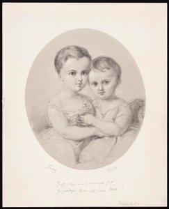 Barnebarna Fanny og Cécile Hensel, ca 1860. av Wilhelm Hensel