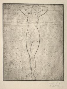 Stående jente med armene bak hodet av Wilhelm Lehmbruck