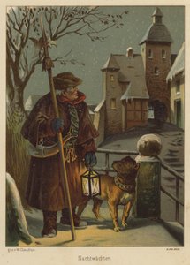 Nattevakt (farge litho) av Wilhelm Ludwig Heinrich Claudius