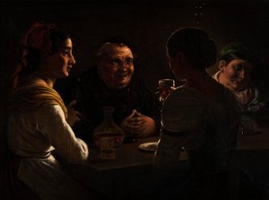 Abbed som spøker med to unge jenter av Wilhelm Marstrand