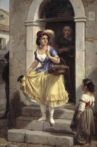 En italiensk kvinne på vei til karnevalet av Wilhelm Marstrand