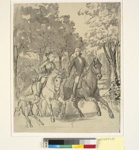 Caroline Mathilde og Struensee på ridetur på Hørsholm av Wilhelm Marstrand