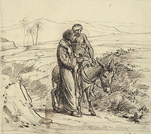 Den barmhjertige samaritan følger de sårede av Wilhelm Marstrand