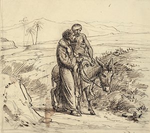Den barmhjertige samaritan følger de sårede av Wilhelm Marstrand