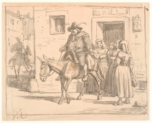 Don Quixote og Sancho Panza forlater tavernaen av Wilhelm Marstrand