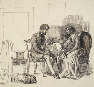En herre på besøk hos en yngre dame av Wilhelm Marstrand