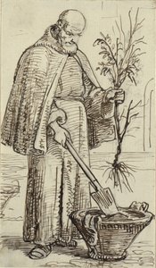 En munk planter et tre av Wilhelm Marstrand