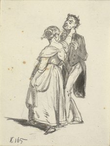 En jente drar en mann i øret av Wilhelm Marstrand