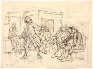 Erasmus Montanus disputerer med Per Degn av Wilhelm Marstrand