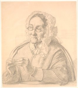 Gammel dame tråkker på en synål av Wilhelm Marstrand