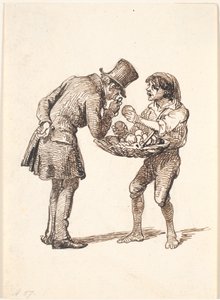 Italiensk appelsinselger og den kritiske kunden av Wilhelm Marstrand