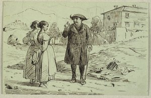 Italiensk scene med to kvinner og en far av Wilhelm Marstrand