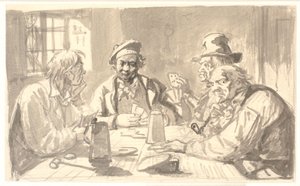 Kortspill i en tavernakjeller av Wilhelm Marstrand