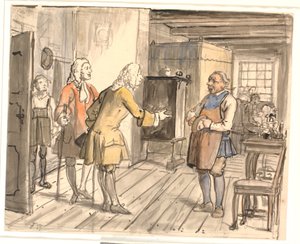 Rådmennenes gratulasjonsbesøk. (Den politiske pitcher) av Wilhelm Marstrand