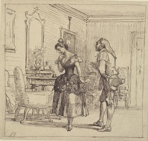 Rosina gir Figaro brevet til grev Almaviva. (Barberen fra Sevilla)