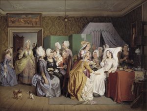 Scene fra Ludwig Holbergs The Liging-in Room av Wilhelm Marstrand