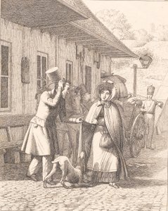 Scene utenfor en forbruksbod av Wilhelm Marstrand
