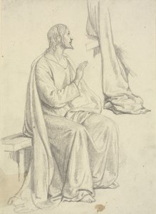 Sittende Jesus, samt draperistudie av Wilhelm Marstrand