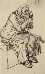 Sittende gammel kvinne av Wilhelm Marstrand