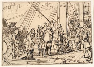 Utkast til maleriet i Chr. 4.s kapell i Roskilde "Chr. 4. om treenigheten" av Wilhelm Marstrand