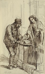 Ung dame og fiskehandler av Wilhelm Marstrand
