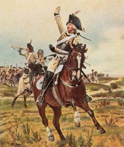 General Seydlitz gir signal til angrep ved Rossbach, 5. november 1757 (forbedret fargelitografi) av Wilhelm Werner Schuch