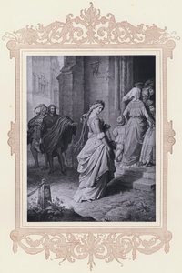 Gretchen, går til kirken (litho) av Wilhelm von (after) Kaulbach