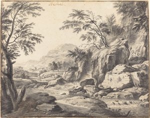 Klassisk landskap med en foss av Wilhelm von Bemmel