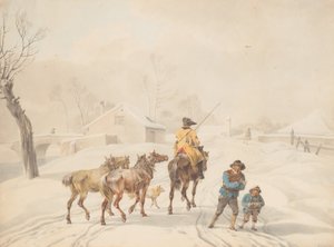 Postilion på hest i et vinterlandskap, ca. 1798.