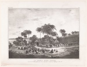 Aankomst av Prins Diepo Black i MagelangLe Prince Diepo Black (tittel på objekt) Atlas Memoirs on the War of the Island of Java 1825 til 1830 (serietittel) av Wilhelmus van Groenewoud