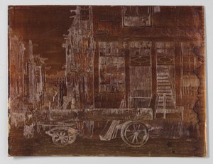 Gamle bydelen av Amsterdam med bil i forgrunnen av Willem Adrianus Grondhout (signed by artist)
