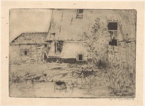 Foten av en mølle i Voorburg av Willem Adrianus Grondhout (signed by artist)