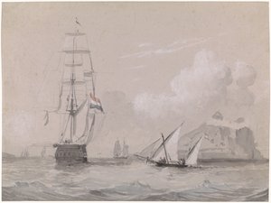 Hollandsk seilskip utenfor kysten av Gibraltar