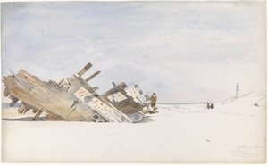 Vrakved på stranden i Renesse i Schouwen-Duiveland