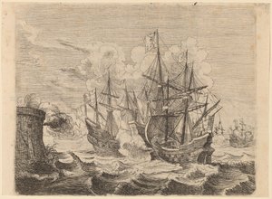 Heemskercks seier over den spanske flåten ved Gibraltar, 1634. av Willem Basse