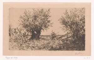 Landskap med eng, poller og gjerde Willows (Kaag) (original tittel)