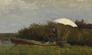 Paul Gabriël jobber i en båt. 1882 av Willem Bastiaan Tholen