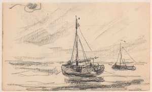 To fiskebåter på sjøen av Willem Bastiaan Tholen