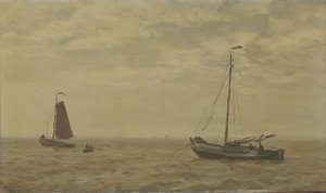 Havlandskap med fiskebåter av Willem Bastiaan Tholen