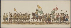 Delft parade av 1862, første og andre gruppe Fjerde Lustrum ved Royal Academy i Delft - Ao. 1862 - Costumed Optogt (serietittel på objekt)