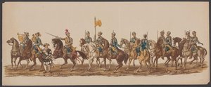 Delft parade av 1862, første gruppe Fjerde Lustrum ved Royal Academy i Delft - Ao. 1862 - Costumed Optogt (serietittel på objekt)
