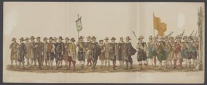 Delft parade av 1862, syvende og åttende gruppe Fjerde Lustrum ved Royal Academy i Delft - Ao. 1862 - Costumed Optogt (serietittel på objekt)
